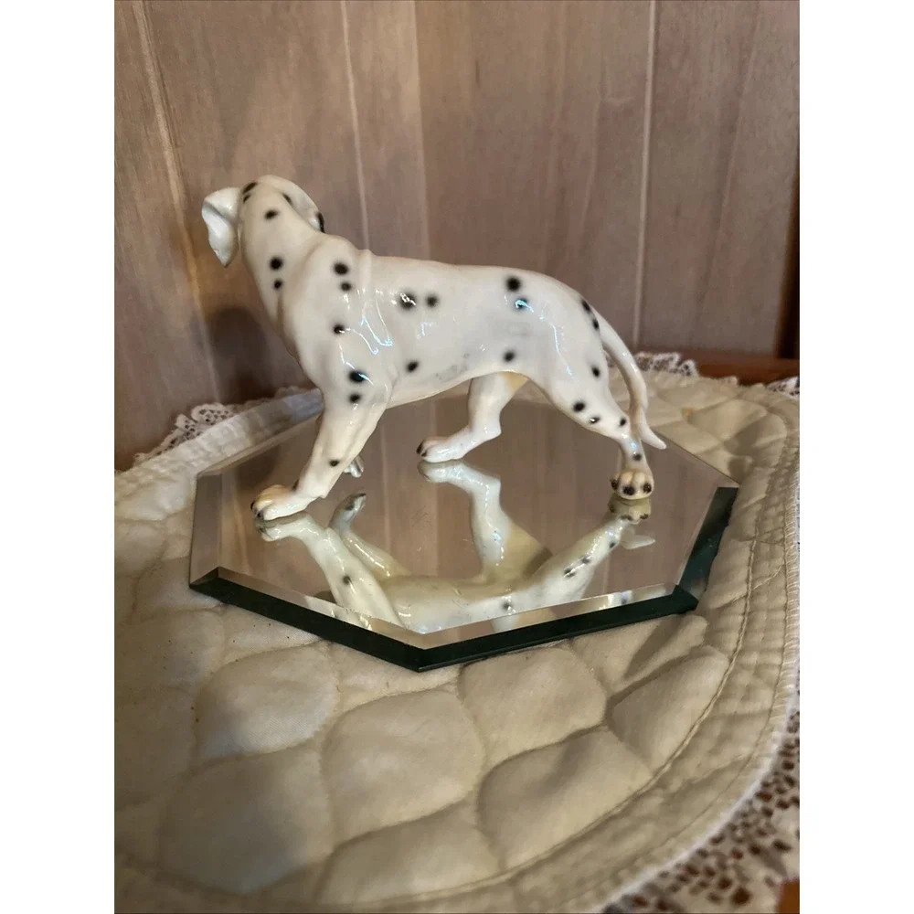 Vintage Dalmatian Spotted Dog Sad Walking Figurine Hard Plastic